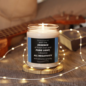 Open image in slideshow, Fresh Linen &amp; Light Essence, Soy Candle, 9oz, Negative Energy Cleansing, Serenity Candle, Home Fragrance, Aromatherapy
