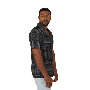 Live Source Divine® Men’s Geometric & Egyptian Print Camp Shirt – “Unleash the Spirit of Adventure”