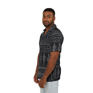 Live Source Divine® Men’s Geometric & Egyptian Print Camp Shirt – “Unleash the Spirit of Adventure”