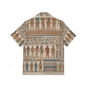 Geometric Print Camp Shirt for Men - LiveSourceDivine Egyptian Art Summer Style