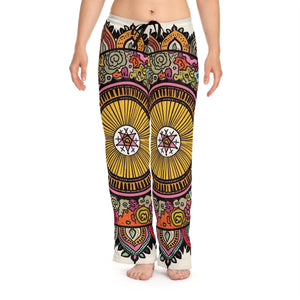 Open image in slideshow, L.S.D Live Source Divine Geometric Lotus Mandala Chakra Motif Women&#39;s Pajama Pants | Ultimate Comfort &amp; Style
