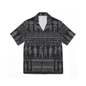 Live Source Divine® Men’s Geometric & Egyptian Print Camp Shirt – “Unleash the Spirit of Adventure”