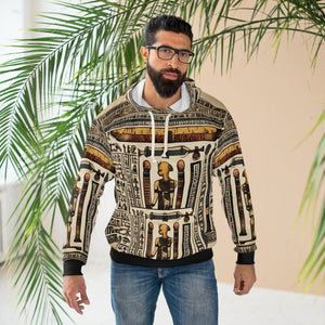 Open image in slideshow, Geometric &amp; Egyptian Print Hoodie - Art Meets Comfort
