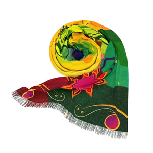 **Celestial Harmony Light Scarf | Chakra Colors & Geometric Patterns by Live Source Divine**